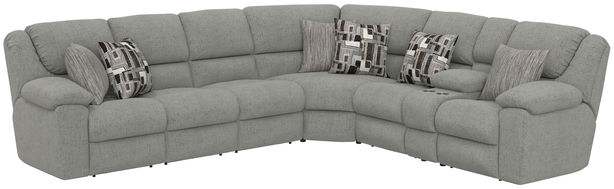 Quinn - 3 Piece Reclining Sectional With 4 Reclining Seats, Storage Arms, Storage Console With Lights, And Drop Down Table - Nature