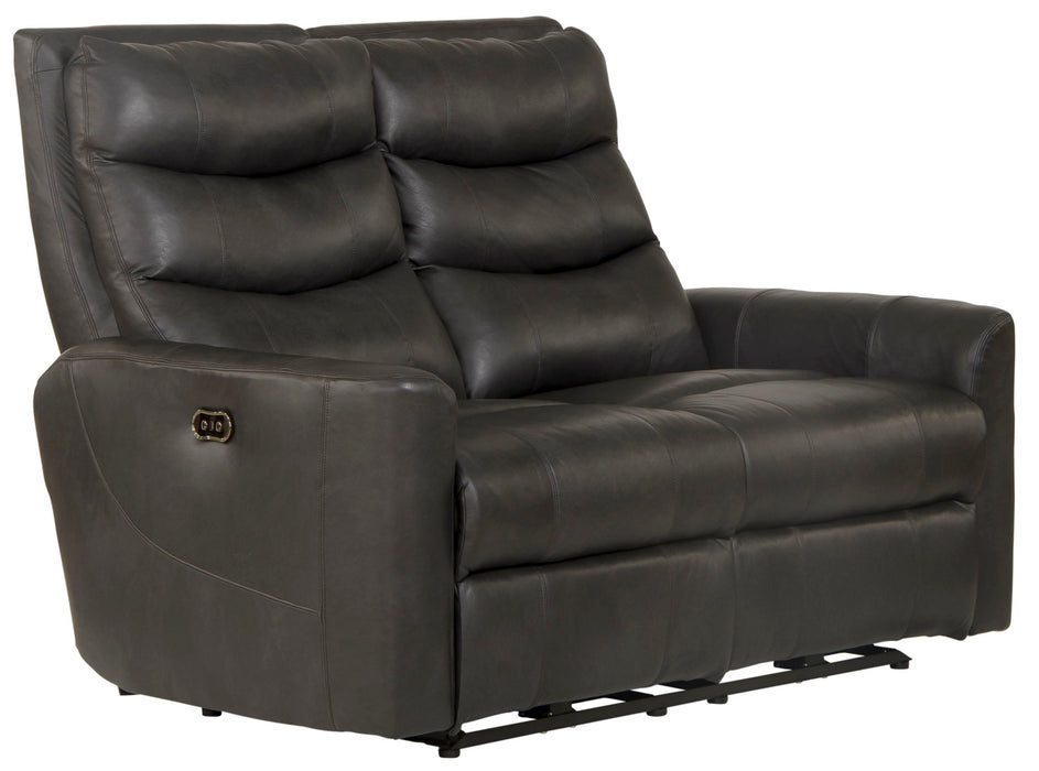 Bosa - Leather Power Reclining Loveseat - Charcoal