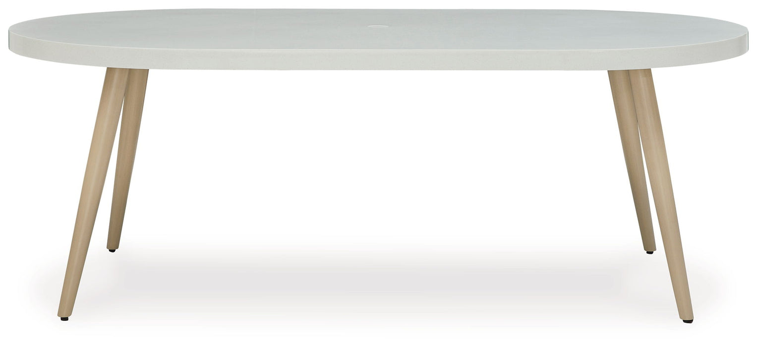 Seton Creek - Oval Dining Table With Umb Opt - White