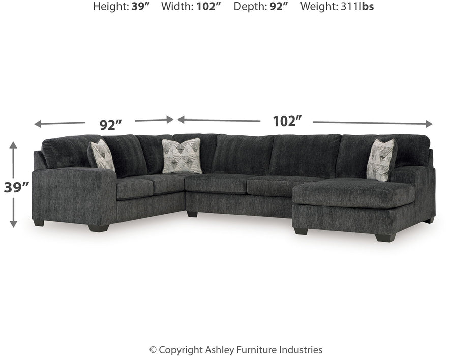 Hollyview - 3-Piece Sectional With Raf Corner Chaise - Shadow