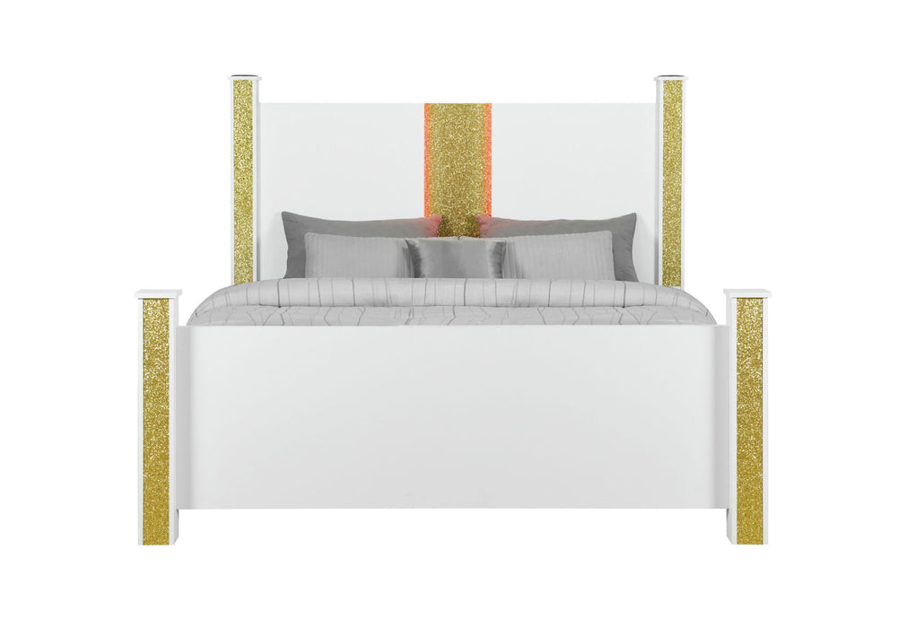 Logan - King Bed - Gold / White