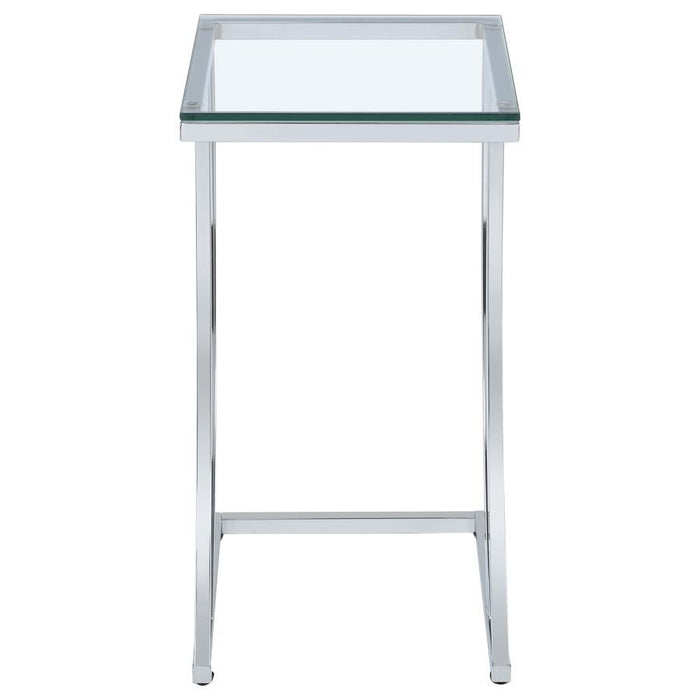 Cayden - Rectangular Glass Top Sofa Side Table - Chrome
