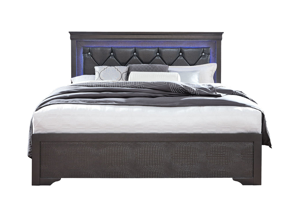 Pompei - Queen Bed - Metallic Gray