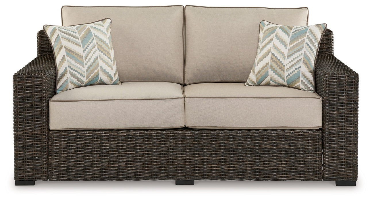 Coastline Bay - Loveseat W/Cushion - Brown