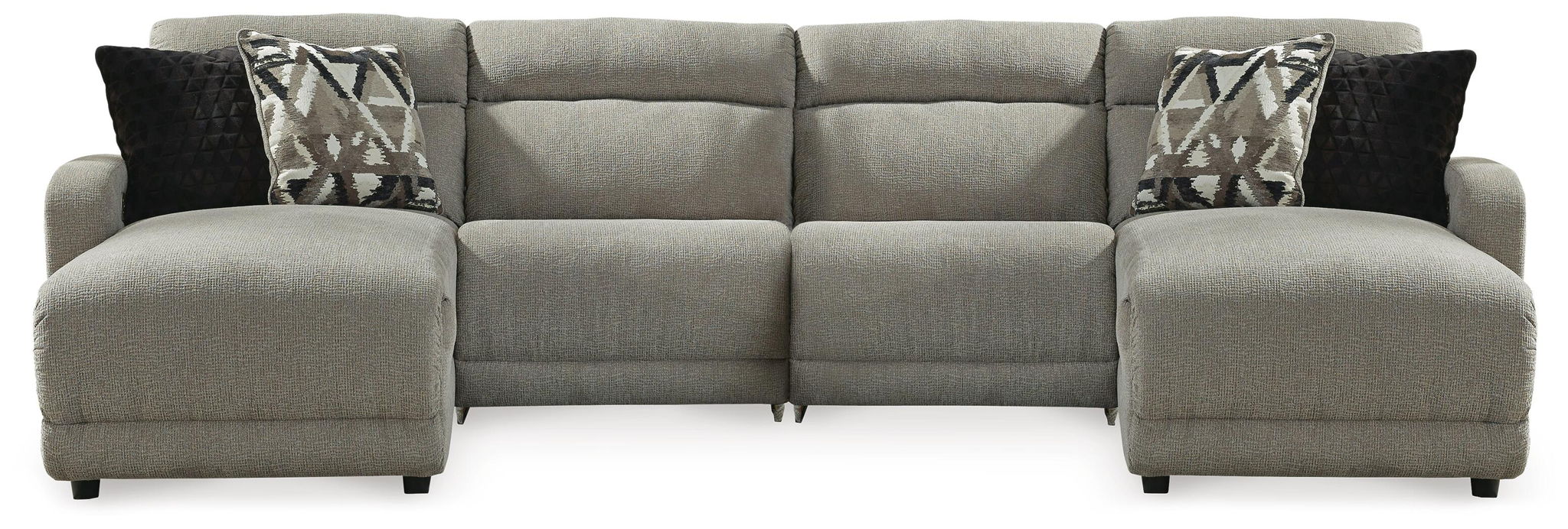Colleyville - 4-Piece Power Reclining Sectional With Chaise, 2 Armless Chairs - Stone