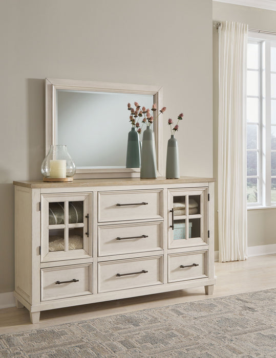 Shaybrock - 4 Pc. - Dresser, Mirror, California King Panel Bed - Antique White