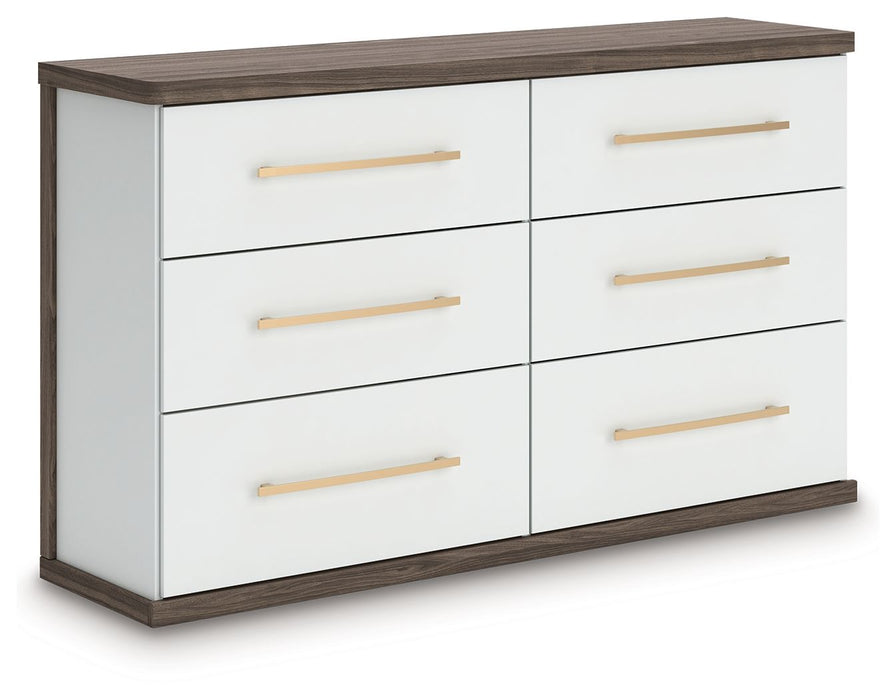 Kendanport - 3 Pc. - Dresser And 2 Nightstands - Brown / White