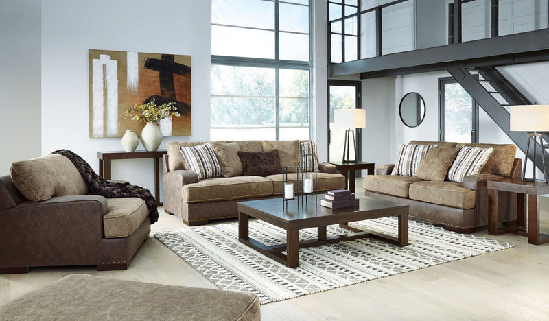 Alesbury - 4 Pc. - Sofa, Loveseat, Chair and a Half, Ottoman - Chocolate