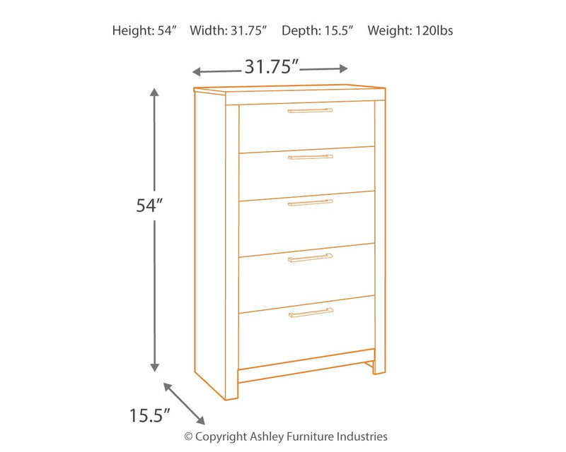 Derekson - Five Drawer Chest - Multi Gray