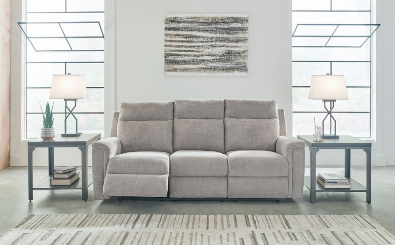 Barnsana - 3 Pc. - Power Reclining Sofa, Power Reclining Loveseat, Power Rocker Recliner - Ash