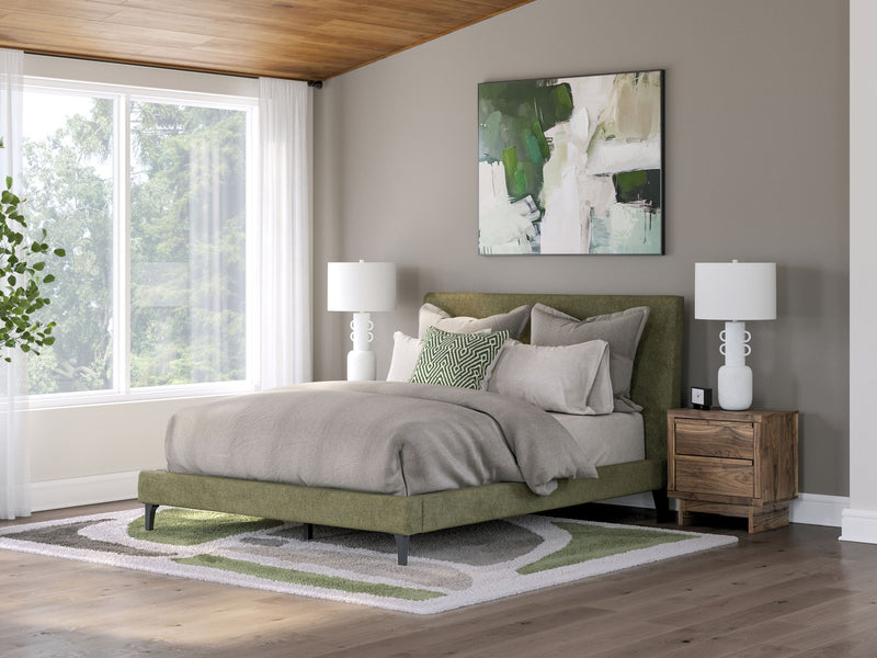 Chirason - Queen Upholstered Bed With Roll Slats - Sage Green