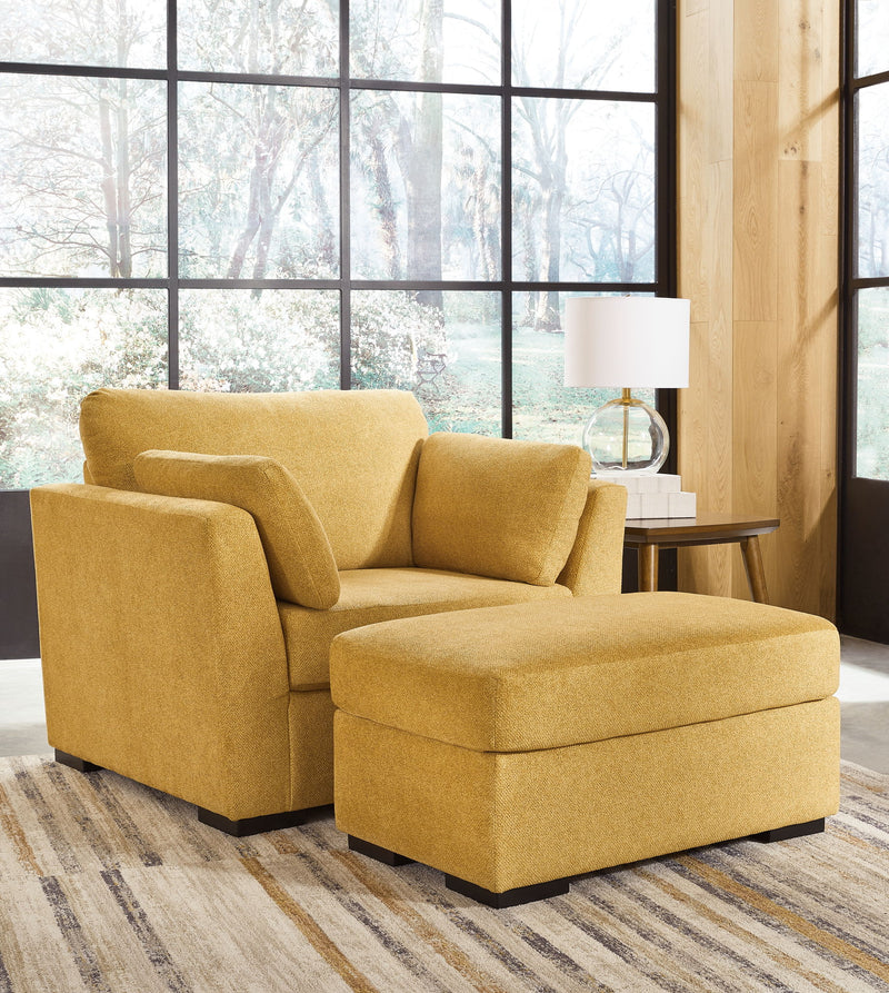 Keerwick - 2 Pc. - Chair And A Half, Ottoman - Sunflower