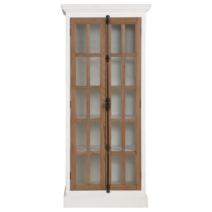 Tammi - 2 Door Wood Tall Cabinet - Distressed White And Brown