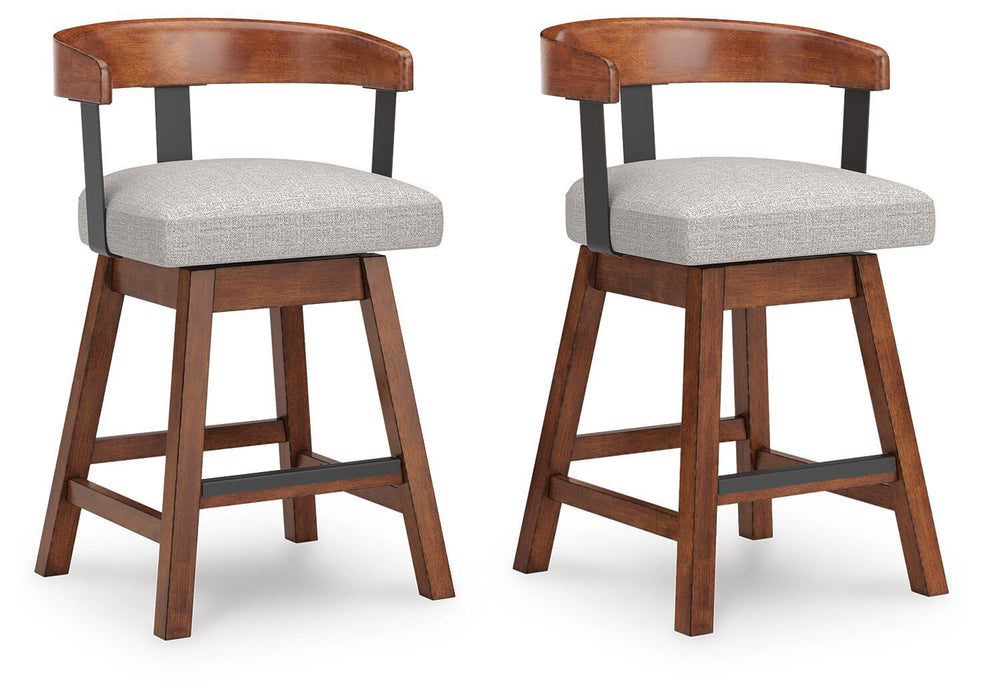 Ralene - Upholstered Swivel Barstool (Set of 2) - Medium Brown
