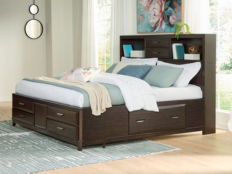Vanmore - King Storage Bed - Dark Brown