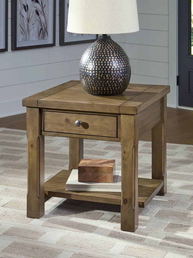 Vandenmore - Rectangular End Table - Medium Brown