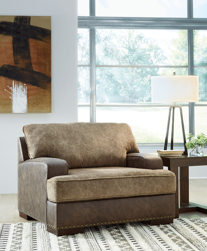 Alesbury - 2 Pc. - Chair and a Half, Ottoman - Chocolate