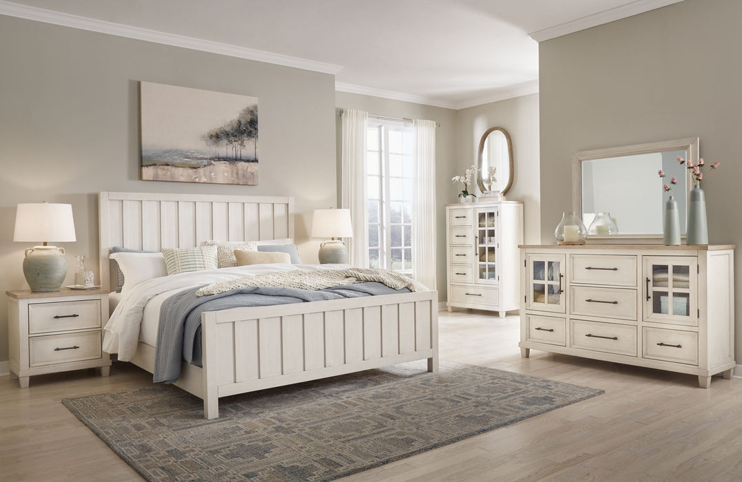 Shaybrock - 7 Pc. - Dresser, Mirror, Chest, Queen Panel Bed, 2 Nightstands - Antique White