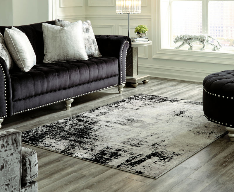 Zekeman - 5' x 8' Rug - Black / Cream / Gray