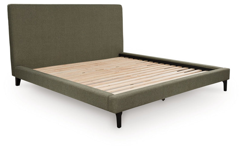 Chirason - King Upholstered Bed With Roll Slats - Sage Green