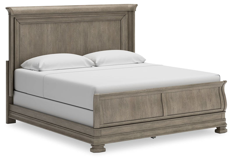 Lexorne - California King Sleigh Bed - Gray