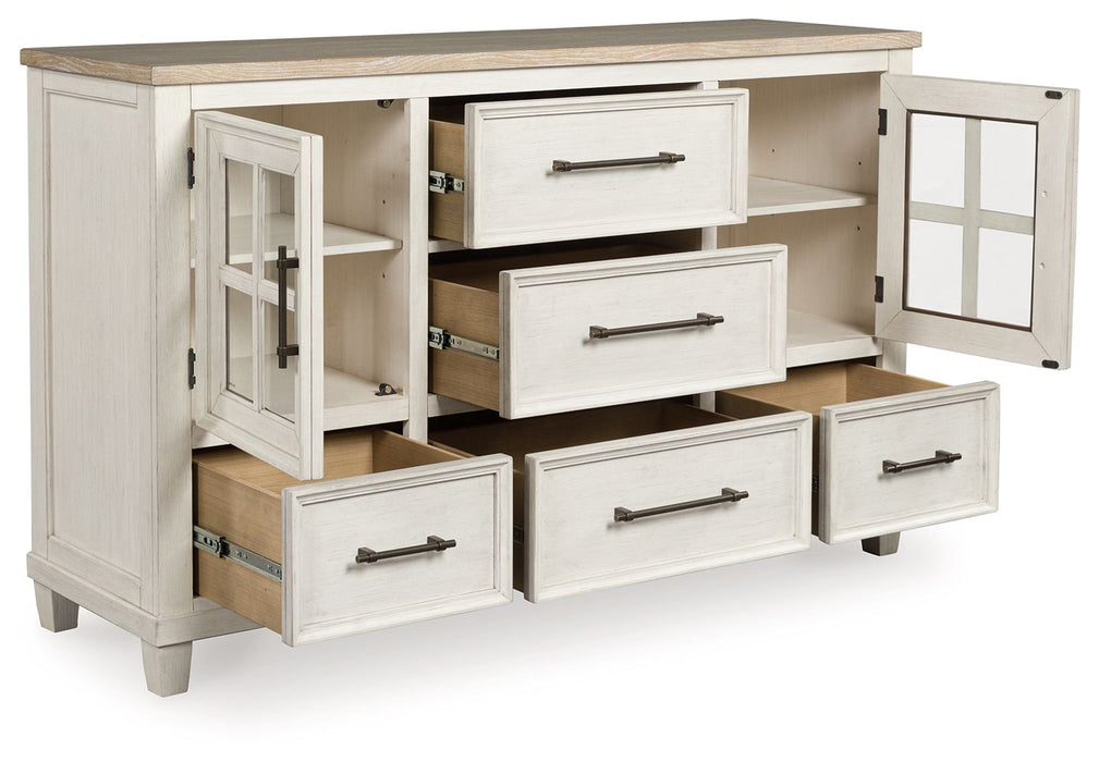 Shaybrock - 4 Pc. - Dresser, Mirror, California King Panel Bed - Antique White