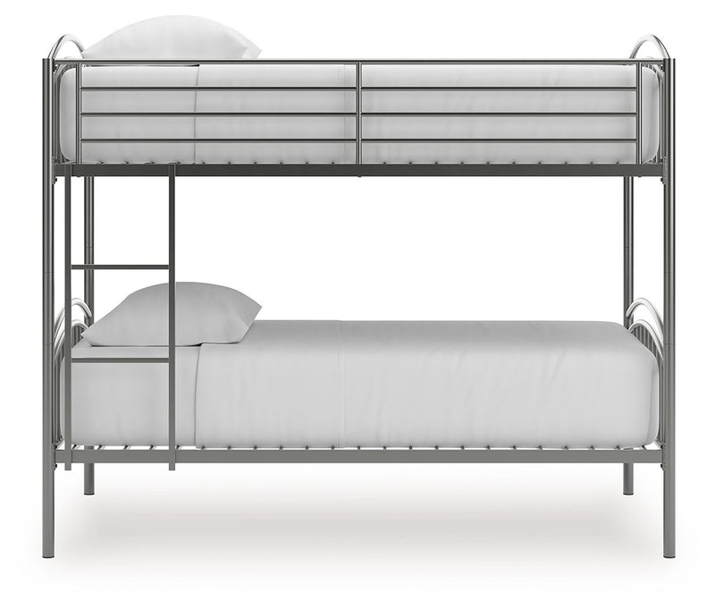 Lanceburg - 3 Pc. - Twin Over Twin Bunk Bed And 2 Mattresses - Gray