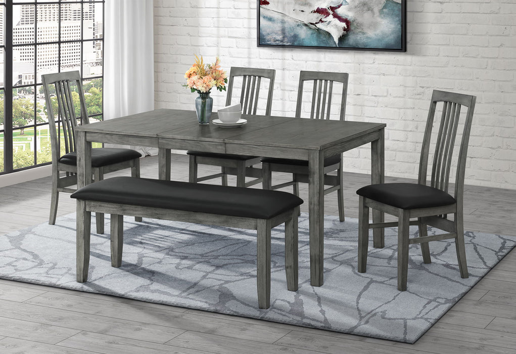 D2950 - 6 Piece Dining Room Set (Extension Dining Table With 4 Dining Chairs And Bench) - Dark Gray