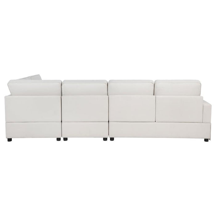 Delmar - Velvet Upholstered Sectional Sofa Skirted Base - Latte