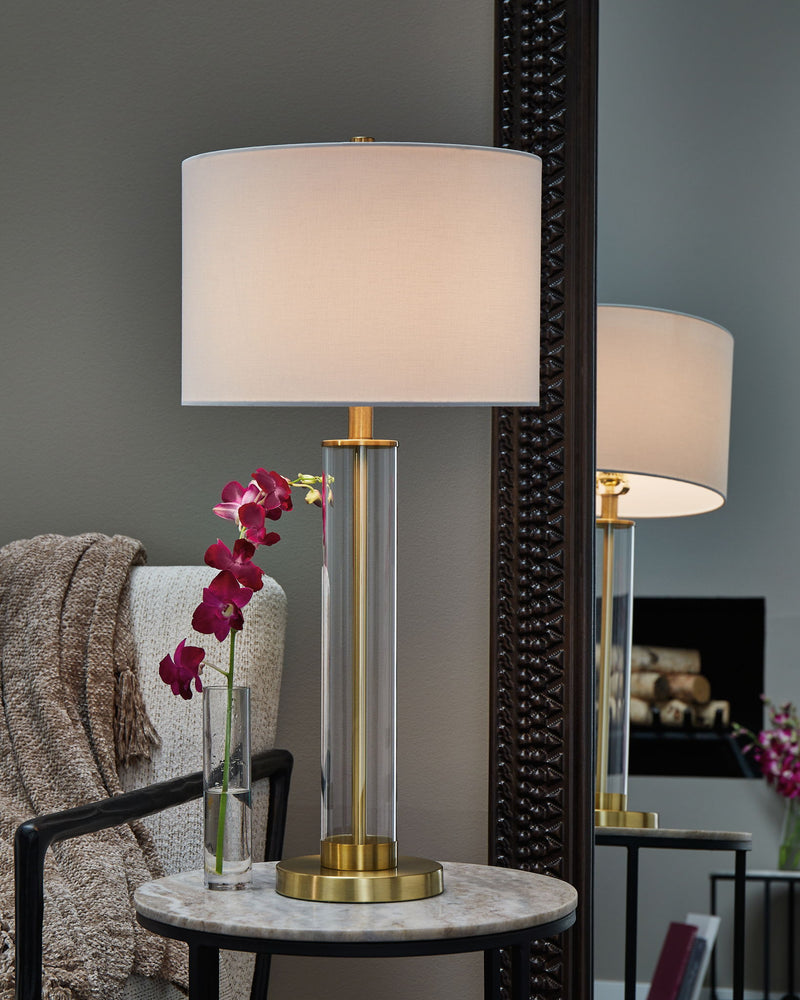 Orenman - Glass Table Lamp (Set of 2) - Clear / Brass Finish