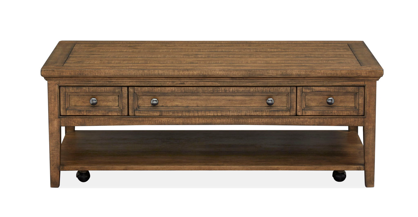 Bay Creek - Rectangular Cocktail Table With Casters - Toasted Nutmeg