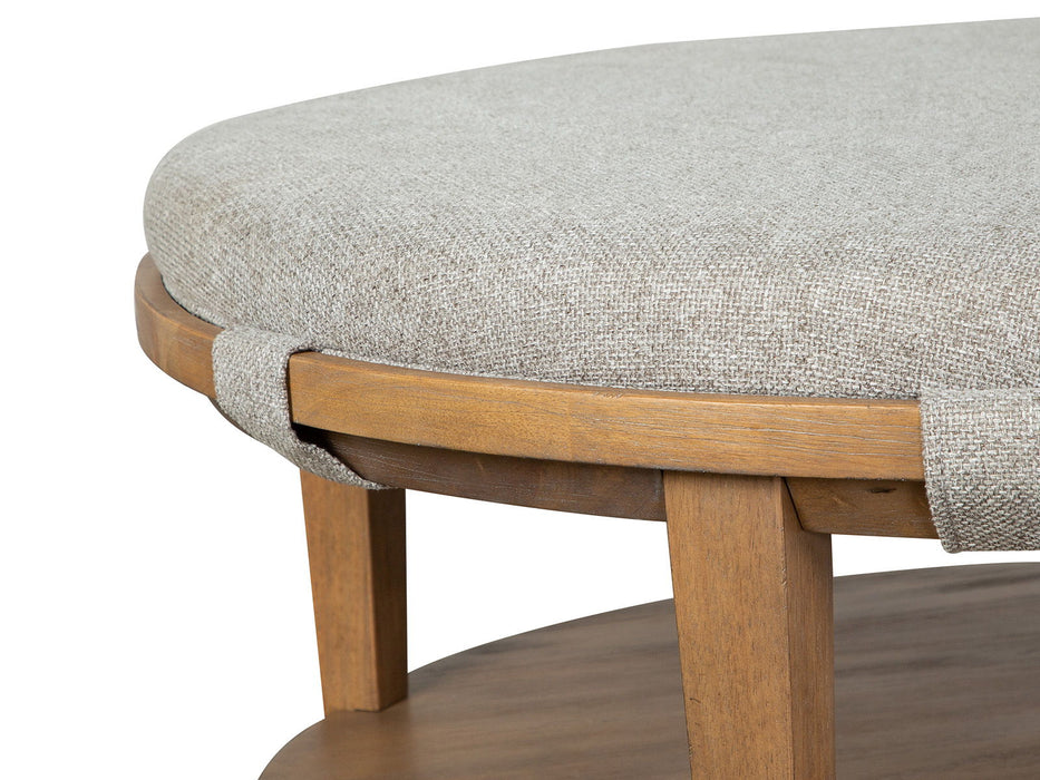 Lindon - Round Cocktail Table With Upholstered Top & Casters