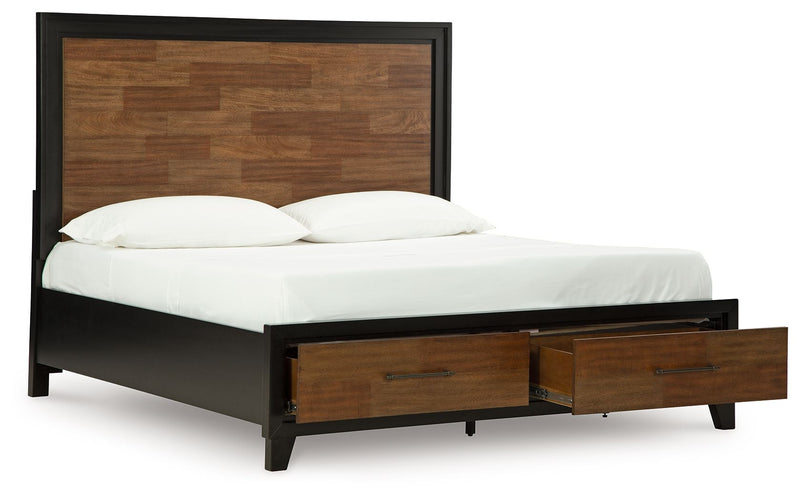 Kraeburn - King Panel Storage Bed - Brown / Black
