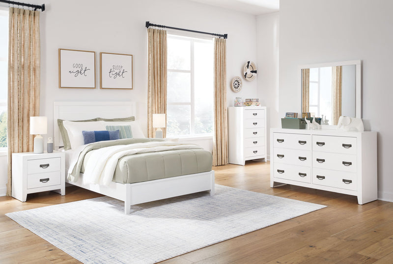 Binterglen - 4 Pc. - Dresser, Mirror, Chest, Full Panel Bed - White