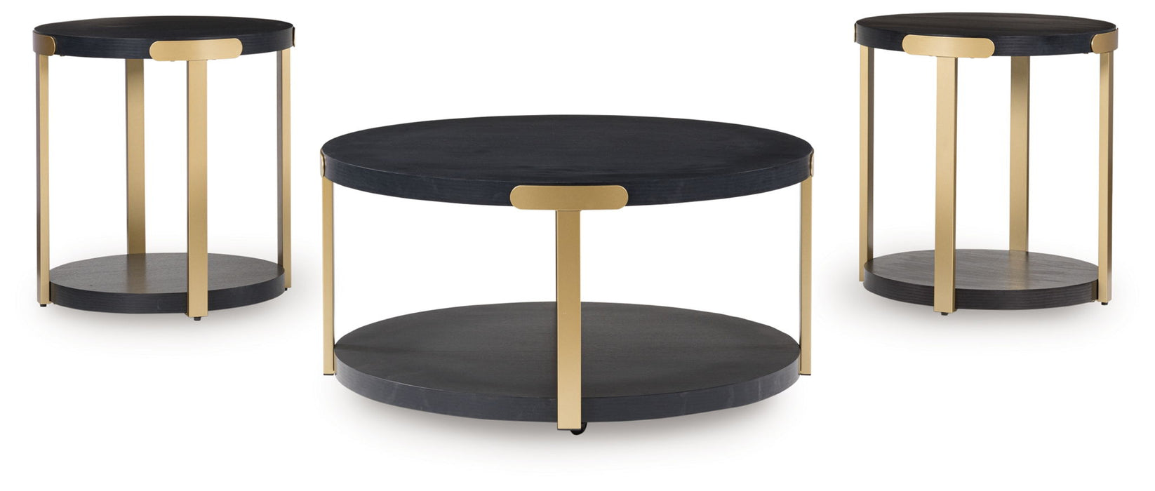 Shylore - Black / Brass Finish - Occasional Table Set (Set of 3)