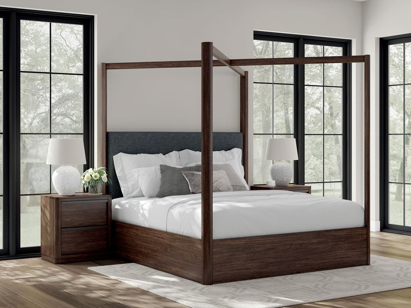 Dilenno - California King Canopy Bed - Dark Brown