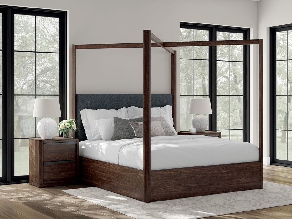 Dilenno - California King Canopy Bed - Dark Brown
