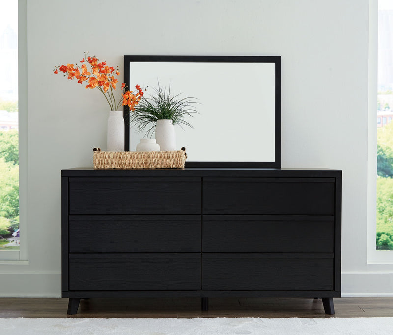 Danziar - 9 Pc. - Dresser, Mirror, Chest, King Slat Panel Bed, 2 Nightstands - Black
