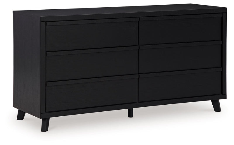 Danziar - 7 Pc. - Dresser, Mirror, King Slat Panel Bed With Low Footboard, 2 Nightstands - Black