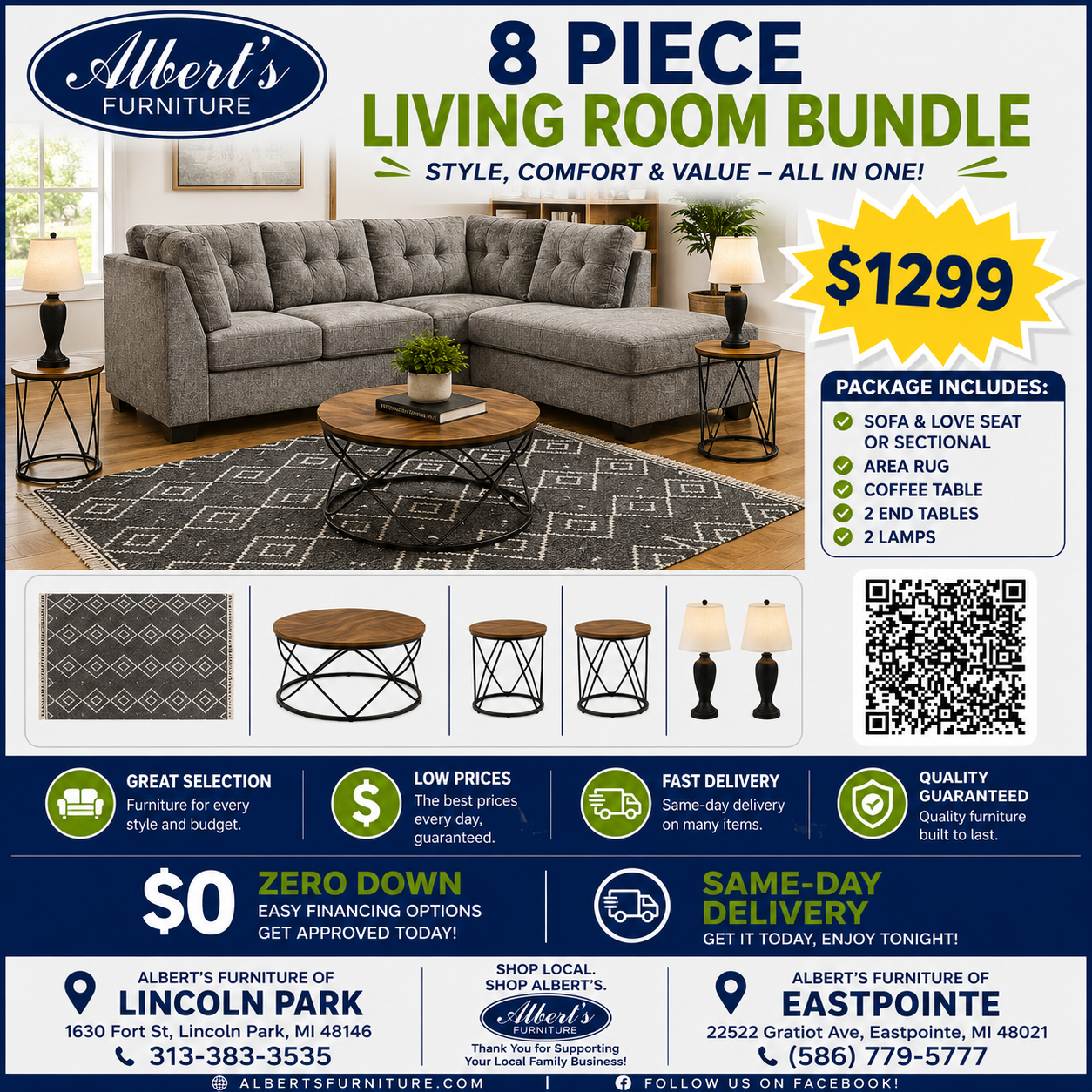 8 Piece Living Room Set