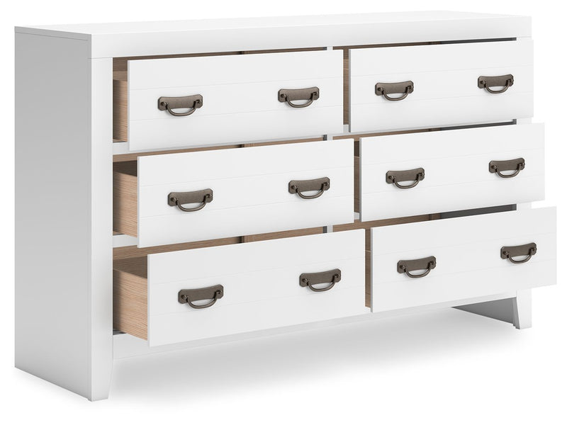 Binterglen - 3 Pc. - Dresser, Mirror, Twin Panel Bed - White