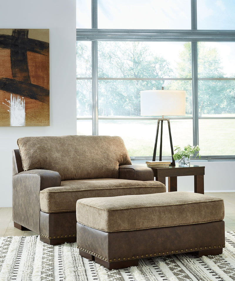 Alesbury - 2 Pc. - Chair and a Half, Ottoman - Chocolate