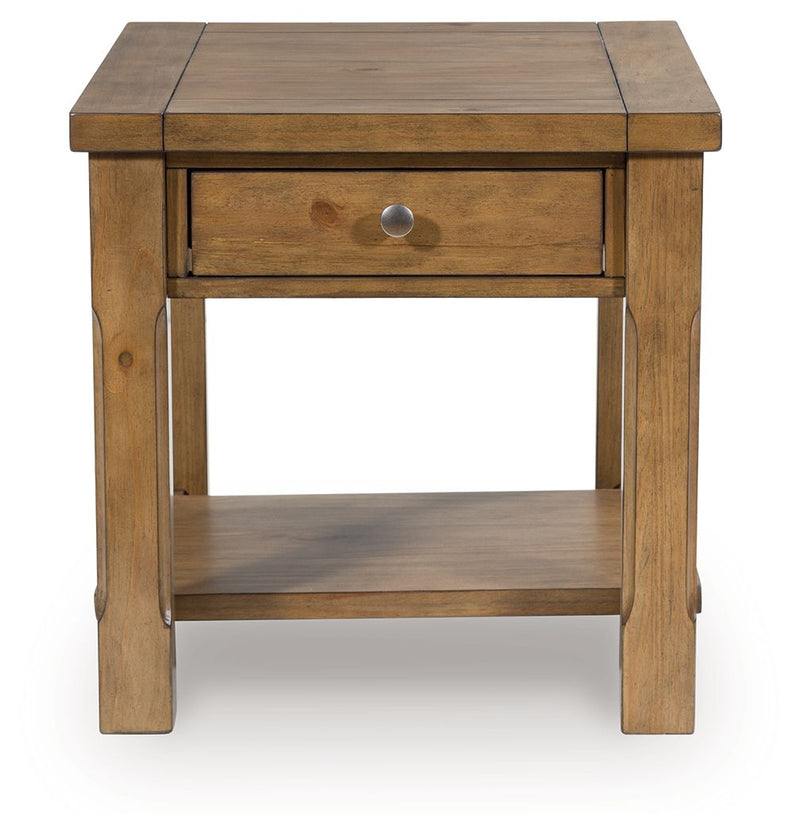 Vandenmore - Rectangular End Table - Medium Brown