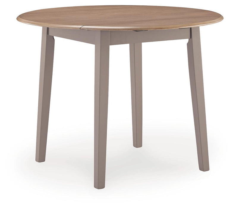 Harperfeld - Round Dining Room Drop Leaf Table - Natural / Gray