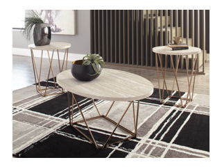 Tarica - Occasional Table Set (Set of 3) - White / Metallic