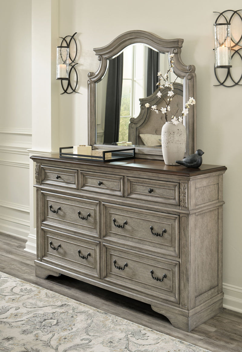 Lodenbay - 6 Pc. - Dresser, Mirror, Chest, King Panel Bed - Antique Gray