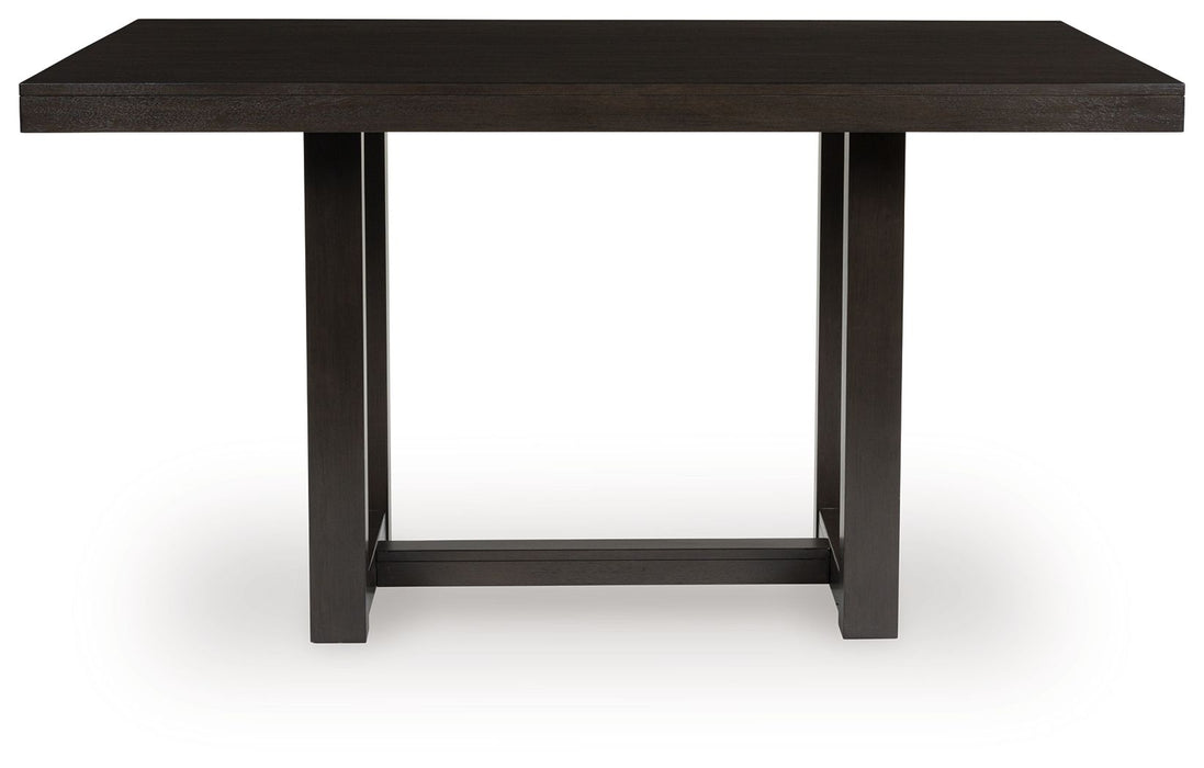 Neymorton - Dark Grayish Brown - 5 Pc. - Rectangular Dining Room Counter Table, 4 Barstools