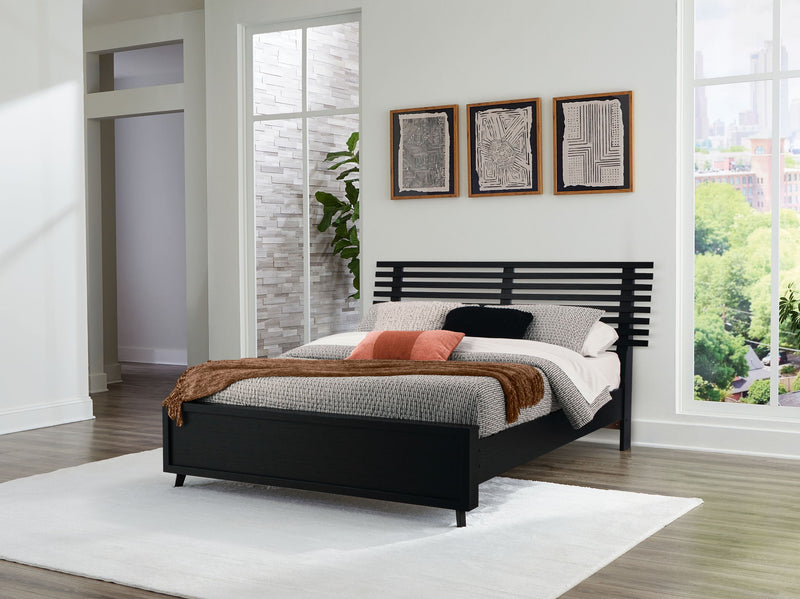 Danziar - Queen Slat Panel Bed - Black