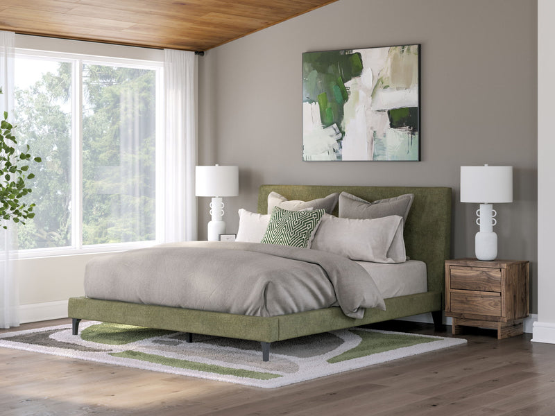 Chirason - California King Upholstered Bed With Roll Slats - Sage Green