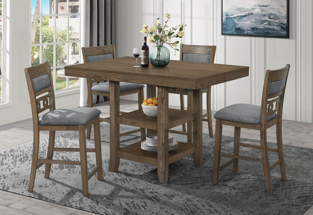 D2945 - 5 Piece Dining Room Set (Extension Bar Table With 4 Bar Stool) - Gray / Dark Brown